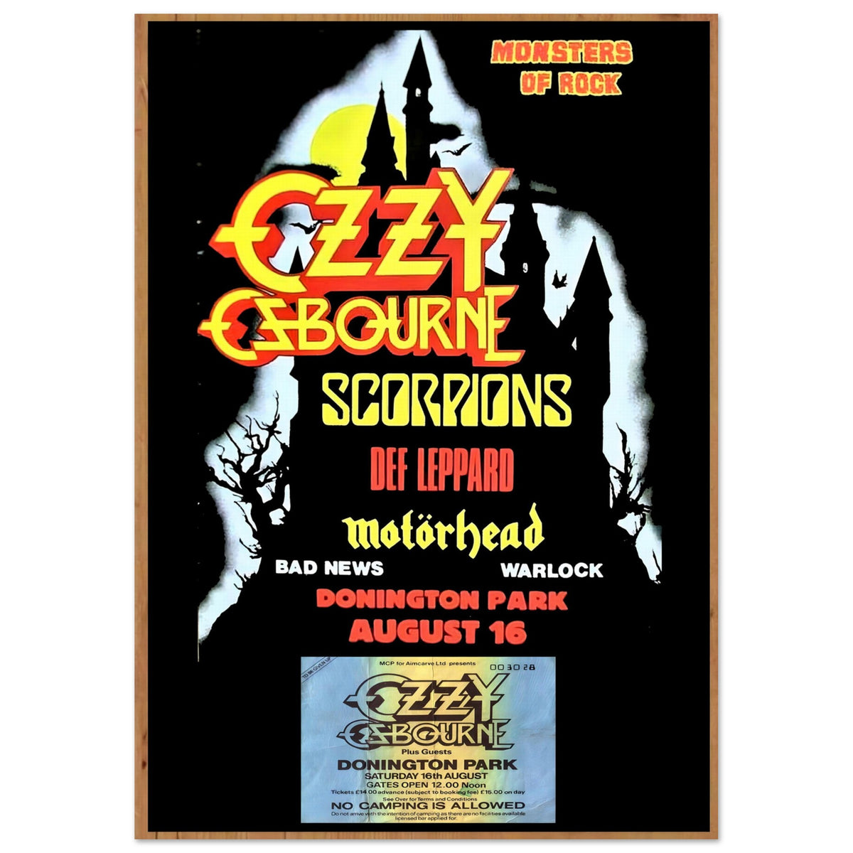 Monsters of Rock Donington Park UK 1986 Poster & Ticket – Stunning Con –  WHOLE LOTTA ROCK