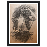 Bon Scott Fusain Art Print Classic Semi-Glossy Paper Wooden Framed Poster