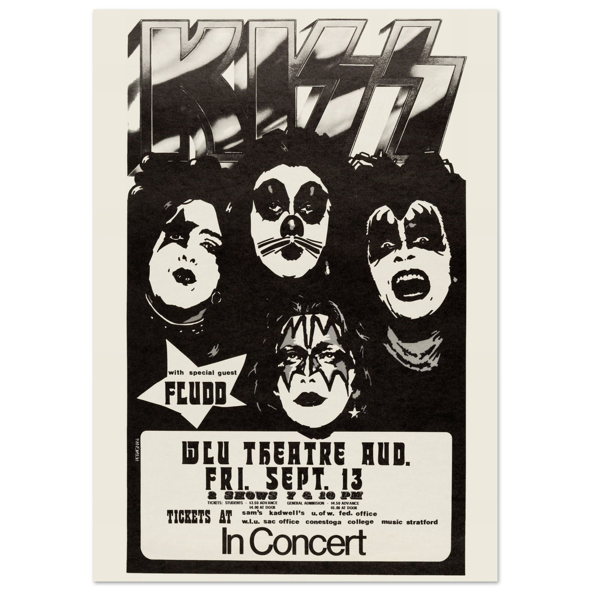 Kiss Vintage Concert Poster 1974 First-Album-Tour from Ontario