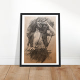 Bon Scott Fusain Art Print Classic Semi-Glossy Paper Wooden Framed Poster