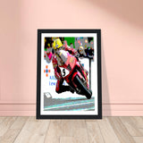 Joey Dunlop 2000 Isle Of Man TT Honda VTR SP1 Classic Semi-Glossy Paper Wooden Framed Poster