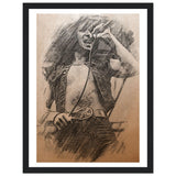 Bon Scott Fusain Art Print Classic Semi-Glossy Paper Wooden Framed Poster