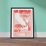 Led Zeppelin Tampa Stadium 1973- Premium Semi-Glossy Paper Wooden Framed Poster