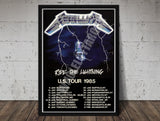 Metallica Vintage Concert Poster Ride The Lightning US Tour 1985 Reproduction Print