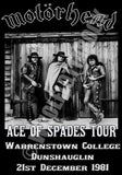 Motorhead Vintage Concert Poster Warrenstown College Dunshauglin Ireland 1981  Reproduction Print