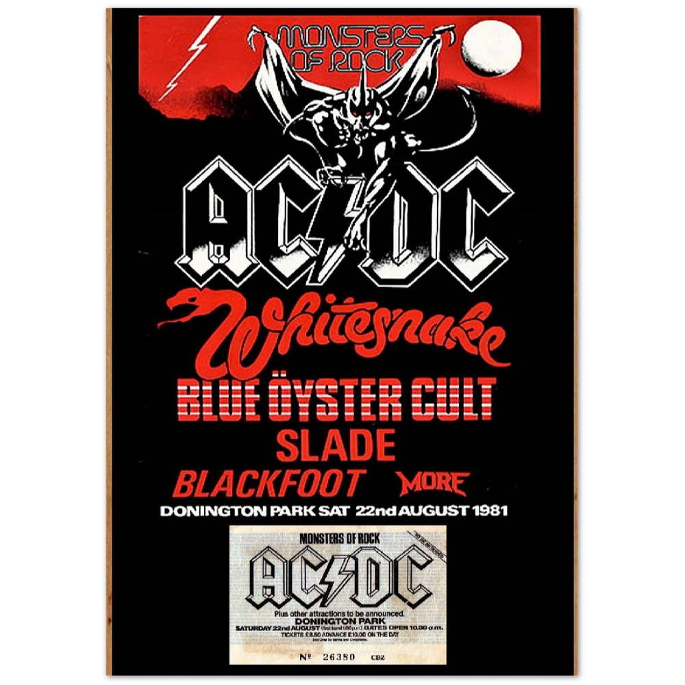 MONSTERS OF ROCK DONINGTON PARK UK 1981 WITH TICKET Classic Semi