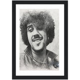 Phil Lynott Pencil Sketch  Classic Semi-Glossy Paper Wooden Framed Poster