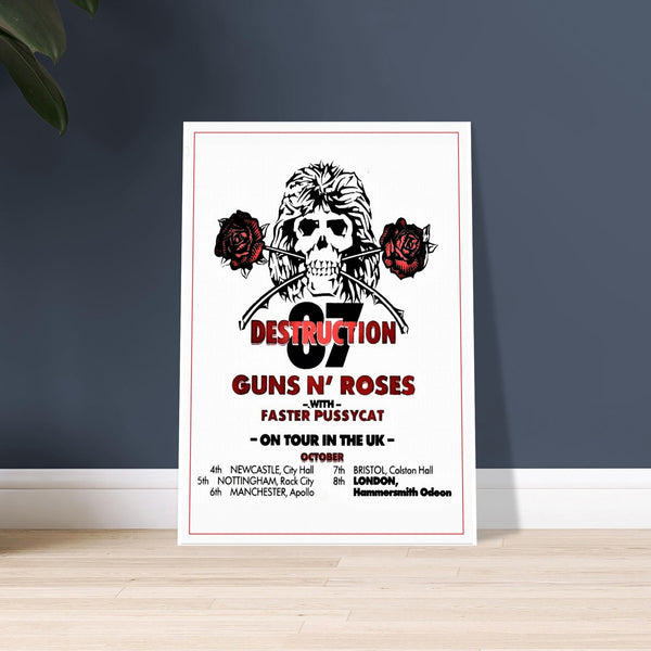 Guns N Roses Destruction Tour 1987 UK Dates Classic Semi-Glossy Paper Poster