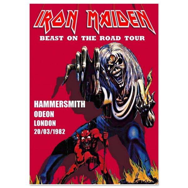 Iron Maiden Beast On The Road Tour Hammersmith Odeon London UK 1982 Classic Semi-Glossy Paper Poster