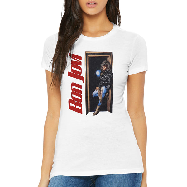 1980s Bon Jovi You Give Love A Bad Name Premium Womens Crewneck T-shirt