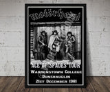 Motorhead Vintage Concert Poster Warrenstown College Dunshauglin Ireland 1981  Reproduction Print
