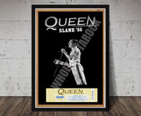 Queen Vintage Concert Poster Slane Castle Ireland 1986 + Ticket Reproduction Print