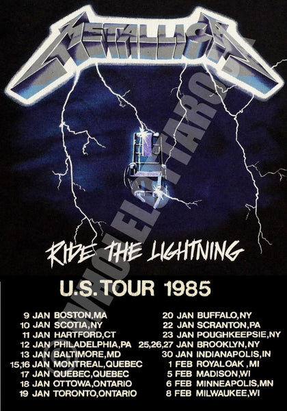 Metallica Vintage Concert Poster Ride The Lightning US Tour 1985 Reproduction Print