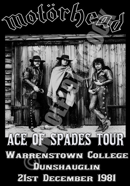 Motorhead Vintage Concert Poster Warrenstown College Dunshauglin Ireland 1981  Reproduction Print