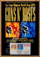Guns n Roses Vintage Poster Slane Castle Ireland 1992 + Ticket Reproduction Print