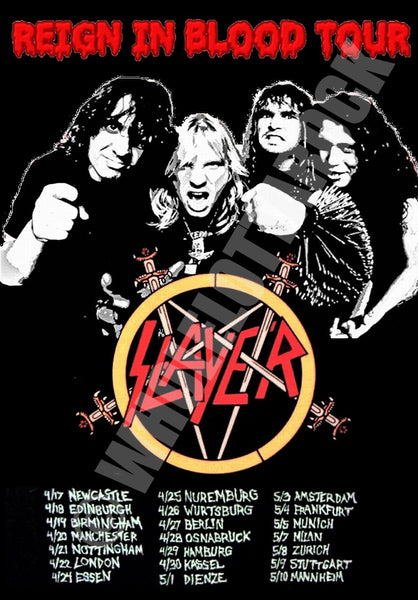 Slayer Vintage Concert Poster Reign In Blood Tour Reproduction Print