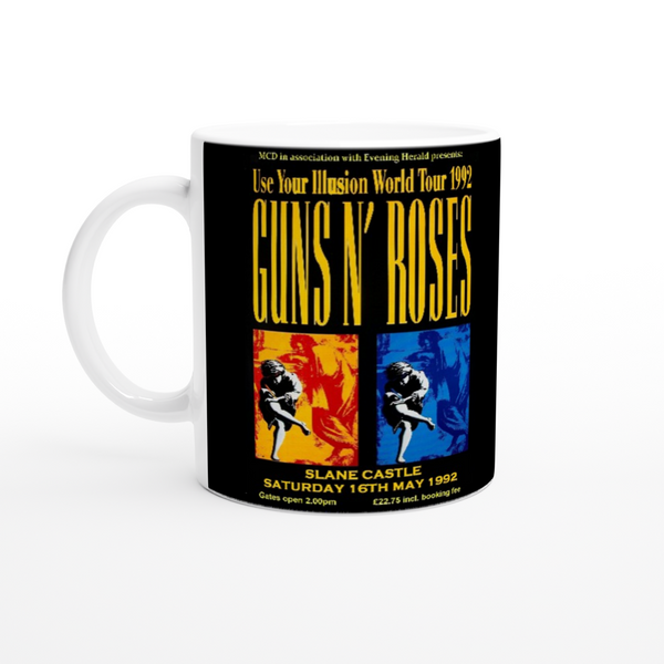 Guns N Roses Slane Castle Ireland 1992 White 11oz Ceramic Mug