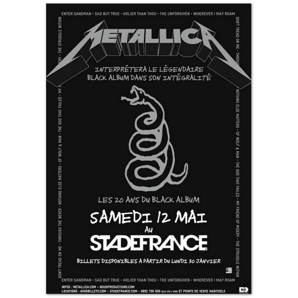 Metallica Stad De France Classic Semi-Glossy Paper Poster