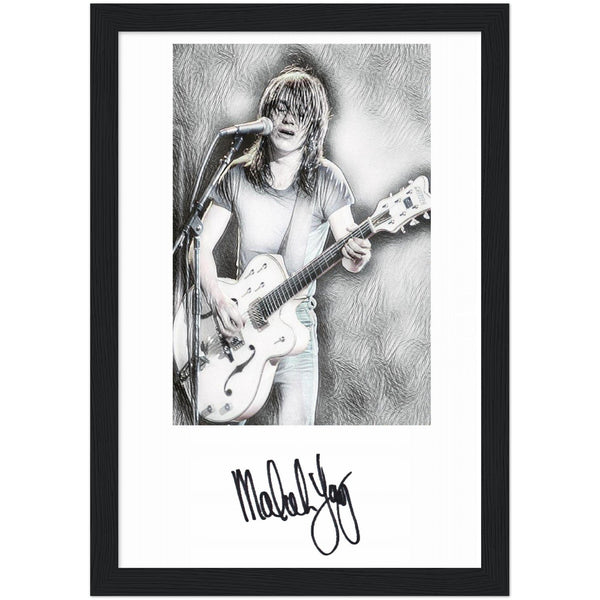 Malcolm Young Sketch Print With Autograph Classic Semi-Glossy Paper Wooden Framed Poster