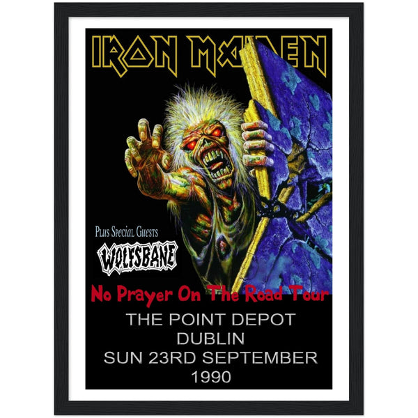 Iron Maiden Point Depot Dublin Ireland 1990 Classic Semi-Glossy Paper Wooden Framed Poster