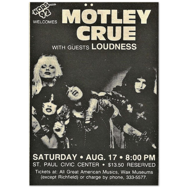 Motley Crue ST Paul Civic Center 1985 Classic Semi-Glossy Paper Poster (Legacy)