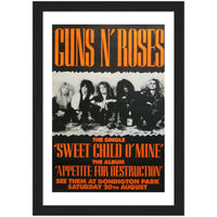 Guns n Roses Donington Park UK 1988 Classic Semi-Glossy Paper Wooden Framed Poster