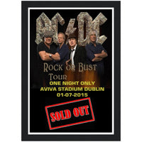 AC/DC Aviva Stadium Dublin 2015 Classic Semi-Glossy Paper Wooden Framed Poster
