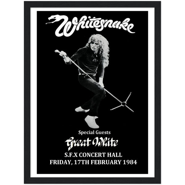 Whitesnake SFX Dublin 1984 Classic Semi-Glossy Paper Wooden Framed Poster