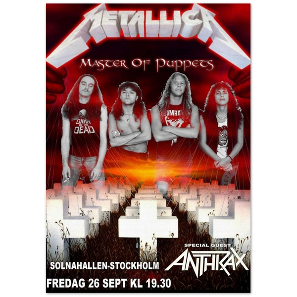 Metallica Concert Poster Solnahallen Stockholm 1986 Classic Semi-Glossy Paper Poster (Legacy)