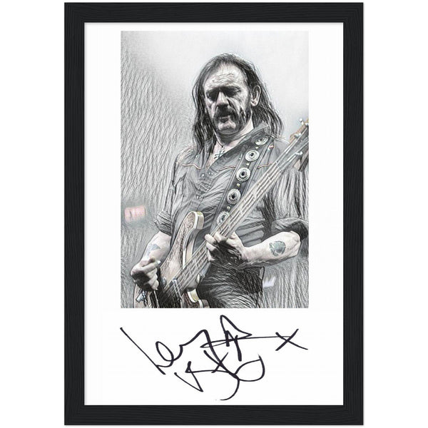 Lemmy Kilmister Sketch Print With Autograph Classic Semi-Glossy Paper Wooden Framed Poster