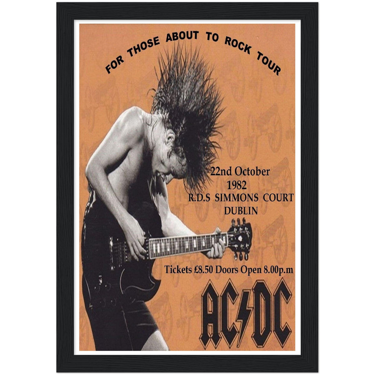 AC/DC RDS Dublin 1982 Classic Semi-Glossy Paper Wooden Framed Poster ...