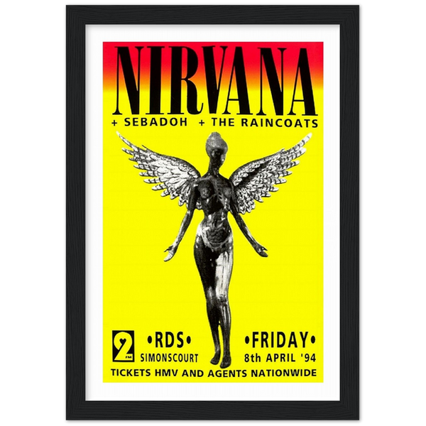 Nirvana RDS Dublin 1994 Classic Semi-Glossy Paper Wooden Framed Poster