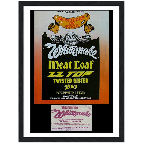 Monsters Of Rock Donington Park UK 1983 Plus Ticket Classic Semi-Glossy Paper Wooden Framed Poster